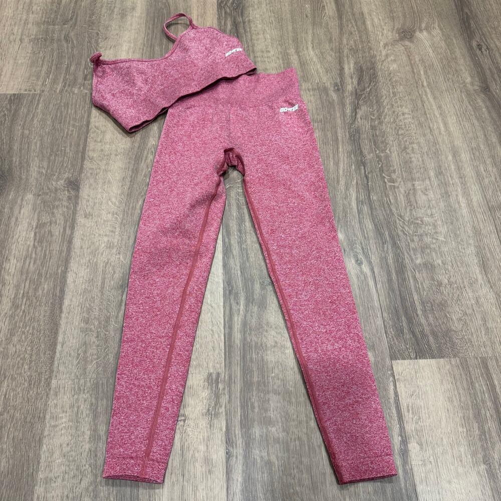 Bo+Tee Womens Red 2PC Seamless Sports Bra Legging Yoga Pant Set XS/Small